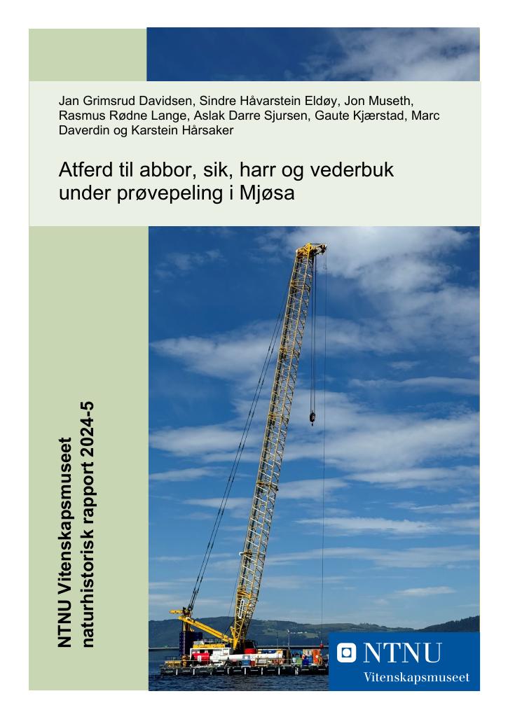 Forsiden av dokumentet Atferd til abbor, sik, harr og vederbuk under prøvepeling i Mjøsa