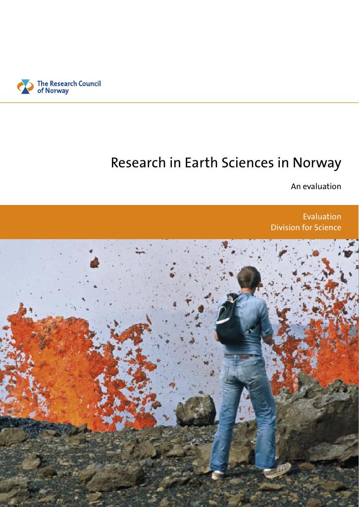 Forsiden av dokumentet Evaluation - Research in Earth Scinces in Norway