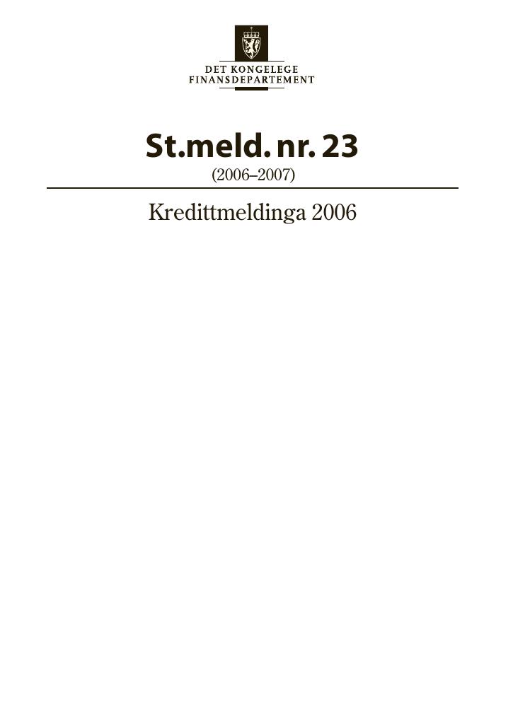 Forsiden av dokumentet St.meld. nr. 23 (2006-2007)