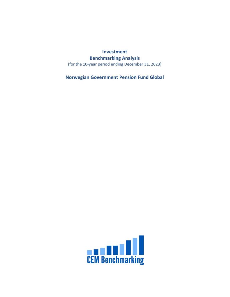 Forsiden av dokumentet Investment Benchmarking Analysis
(for the 10-year period ending December 31, 2023)
Norwegian Government Pension Fund Global