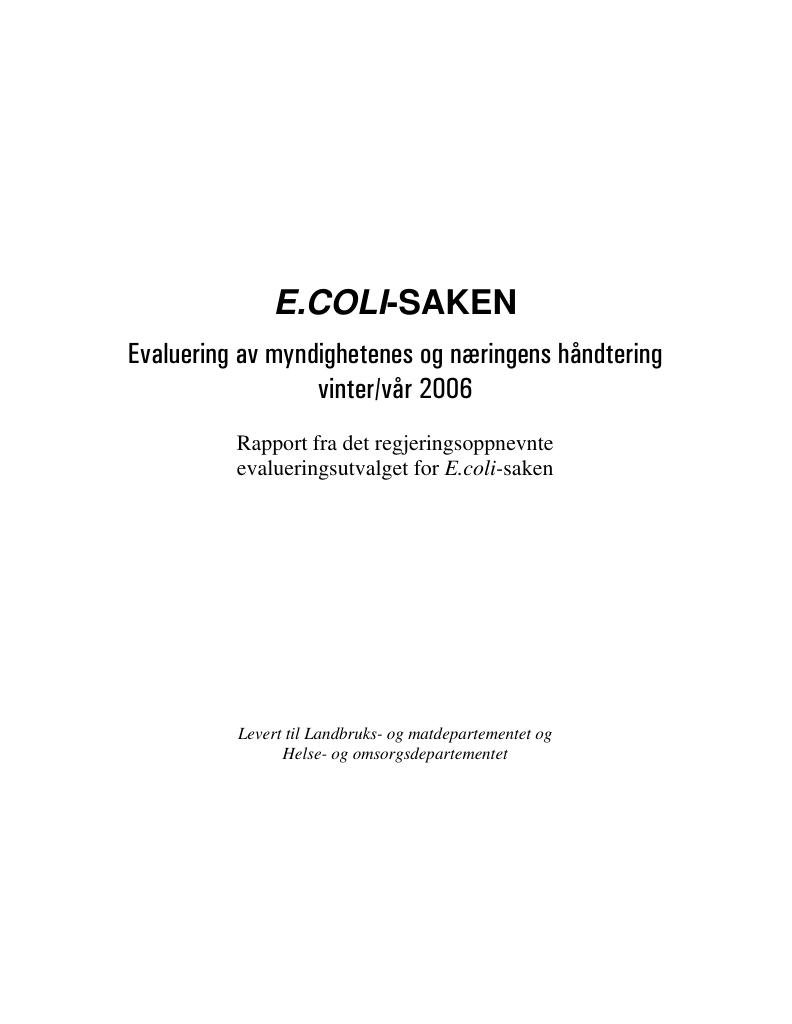 Forsiden av dokumentet E.coli-saken