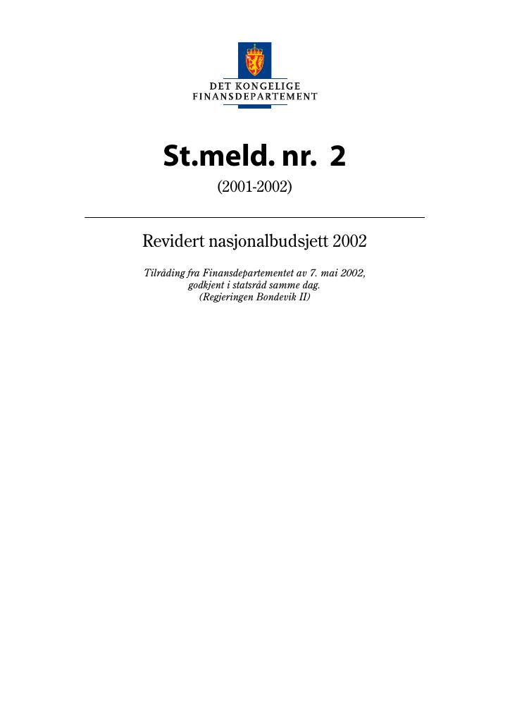 Forsiden av dokumentet St.meld. nr. 2 (2001-2002)