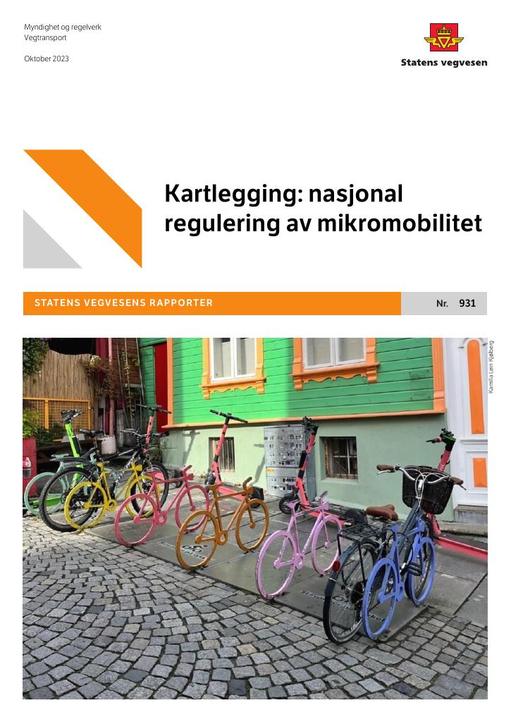 Forsiden av dokumentet Kartlegging: nasjonal regulering av mikromobilitet