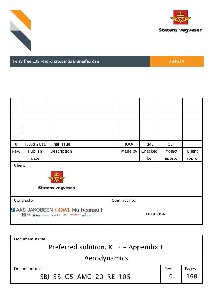 Forsiden av dokumentet Preferred solution, K12 – Appendix E Aerodynamics