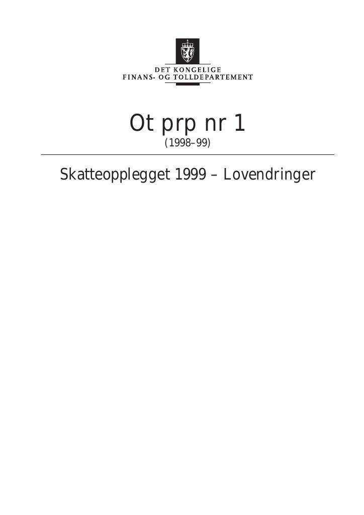 Forsiden av dokumentet Ot.prp. nr. 1 (1998-99)