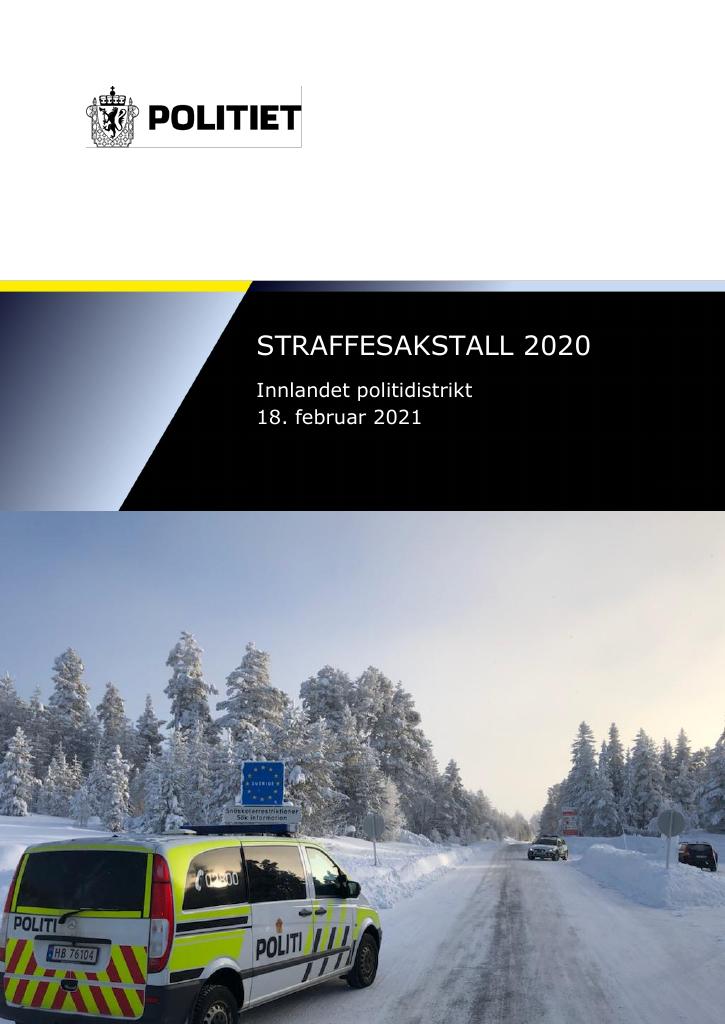 Forsiden av dokumentet 210218 Straffesakstall 2020 Innlandet politidistrikt