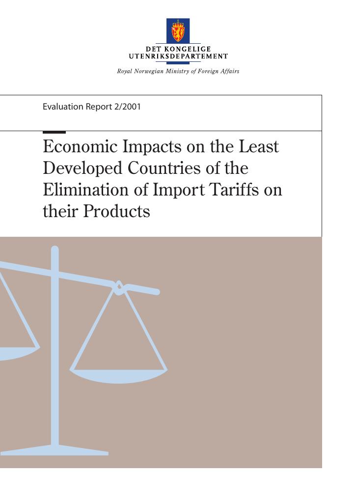 Forsiden av dokumentet Economic Impacts on the Least Developed Countries of the Elimination of Import Tariffs on their Products