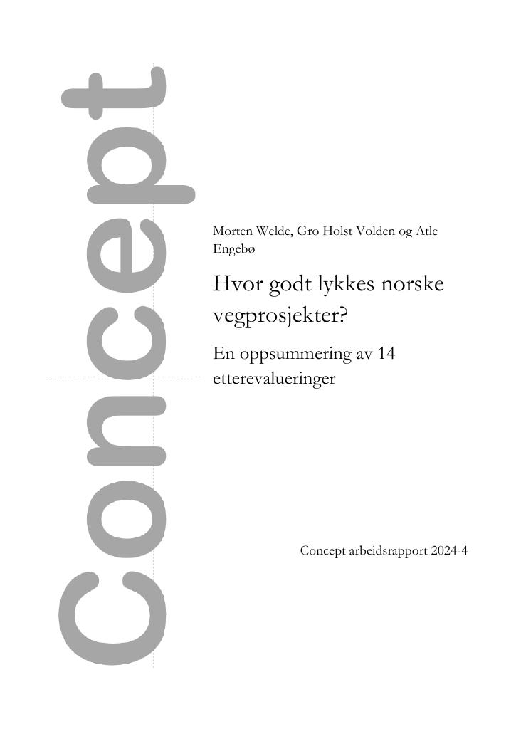 Forsiden av dokumentet Hvor godt lykkes norske vegprosjekter? - En oppsummering av 14
etterevalueringer