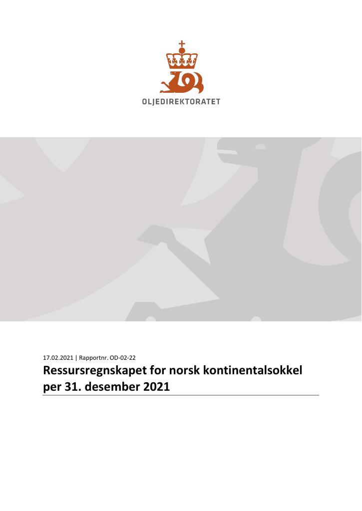 Forsiden av dokumentet Ressursregnskapet for norsk kontinentalsokkel
per 31. desember 2021