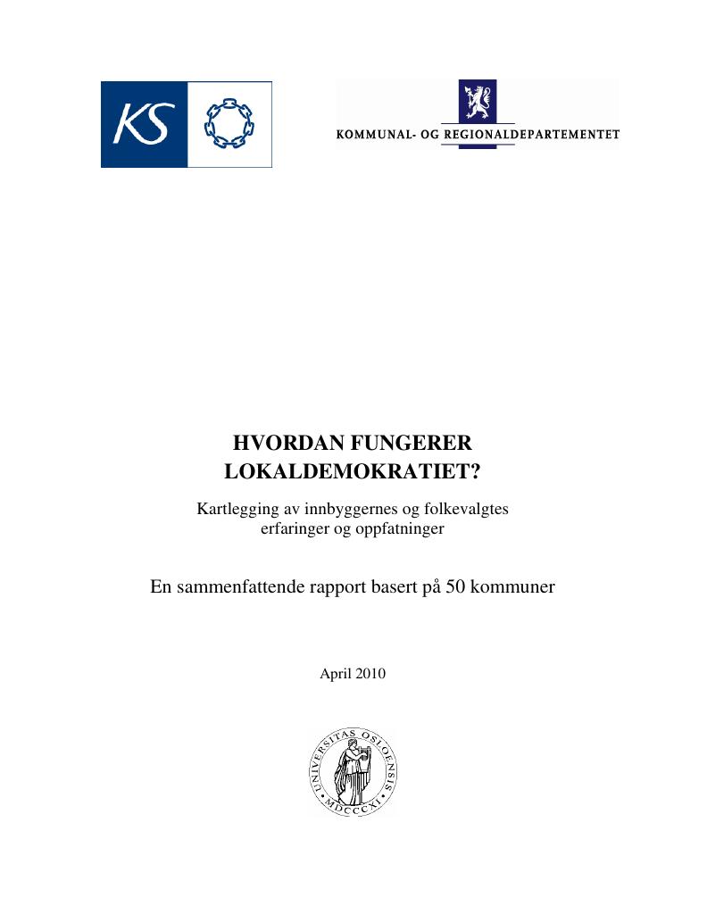 Forsiden av dokumentet Hvordan fungerer lokaldemokratiet?