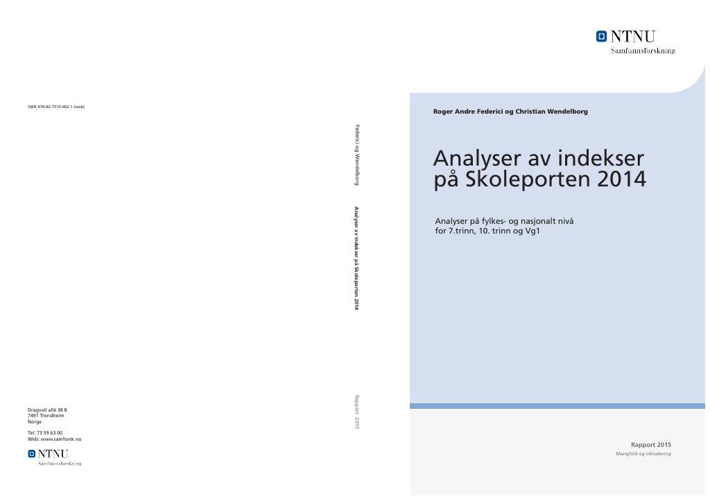 Forsiden av dokumentet Analyser av indekser på Skoleporten 2014