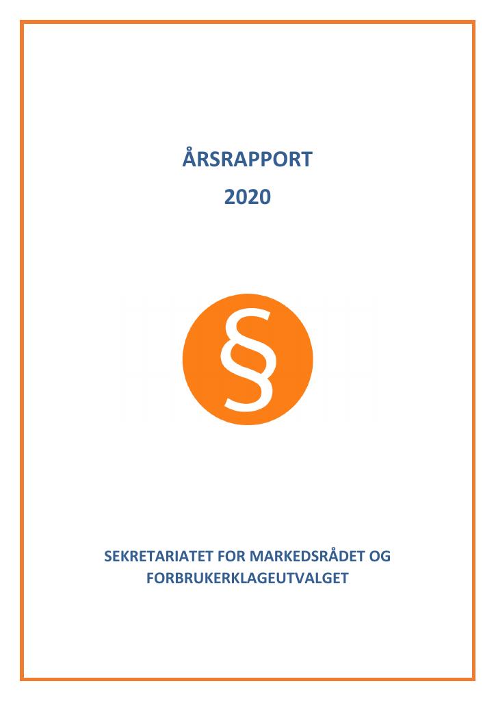 Forsiden av dokumentet Årsrapport Sekretariatet for Markedsrådet og Forbrukerklageutvalget 2020