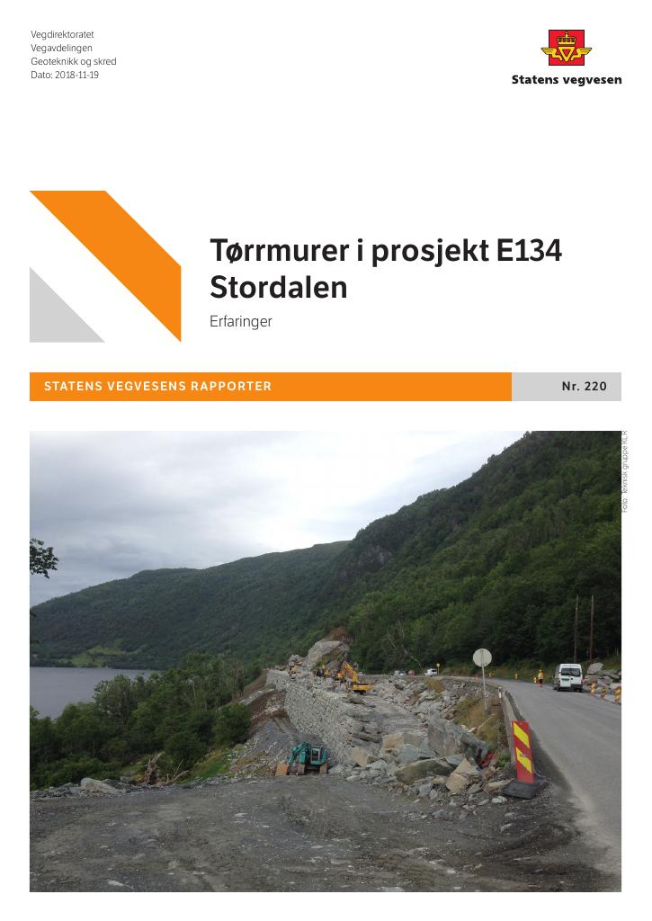 Forsiden av dokumentet Tørrmurer i prosjekt E134 Stordalen