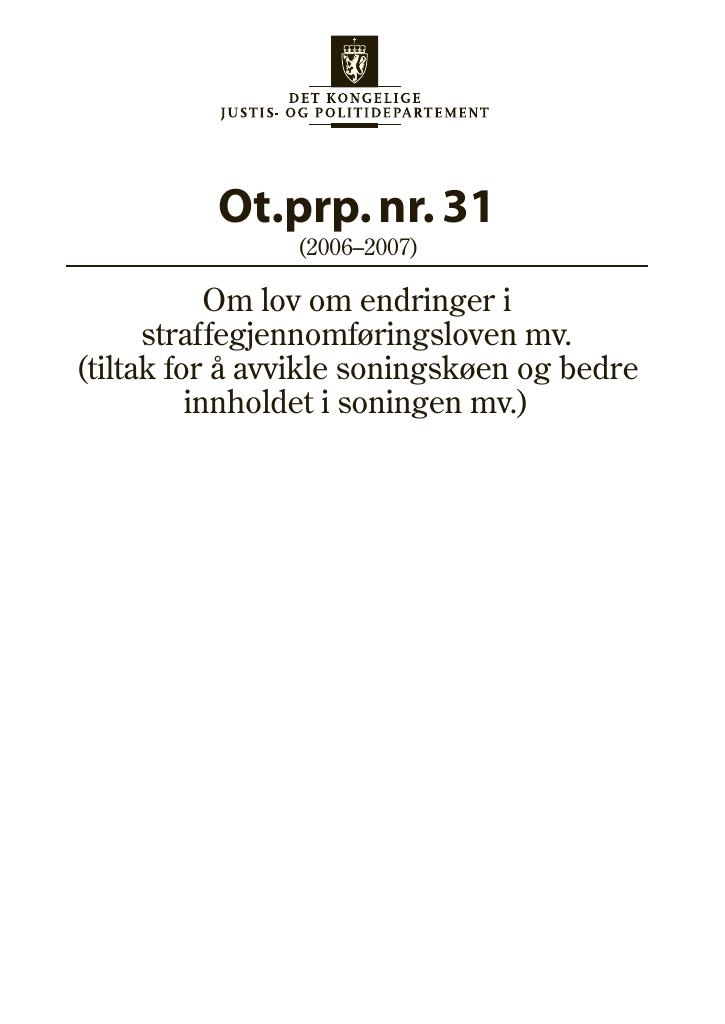 Forsiden av dokumentet Ot.prp. nr. 31 (2006-2007)