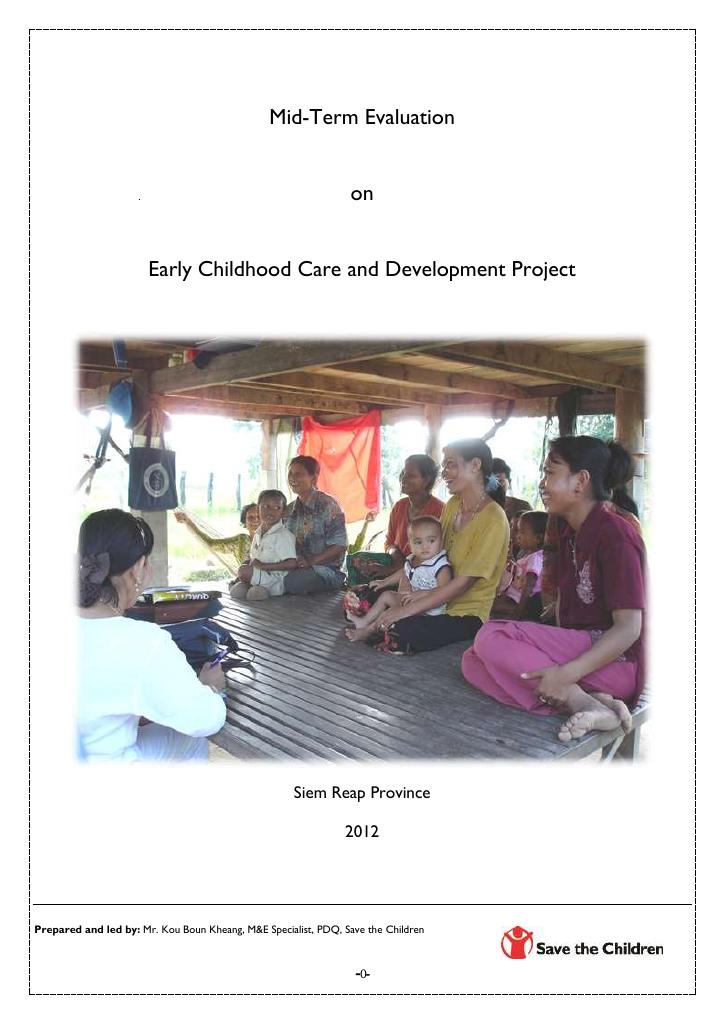 Forsiden av dokumentet Midterm Evaluation of Early Childhood Care and Development project, SCI Cambodia