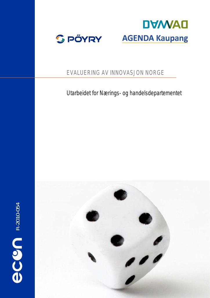 Forsiden av dokumentet Evaluering av Innovasjon Norge