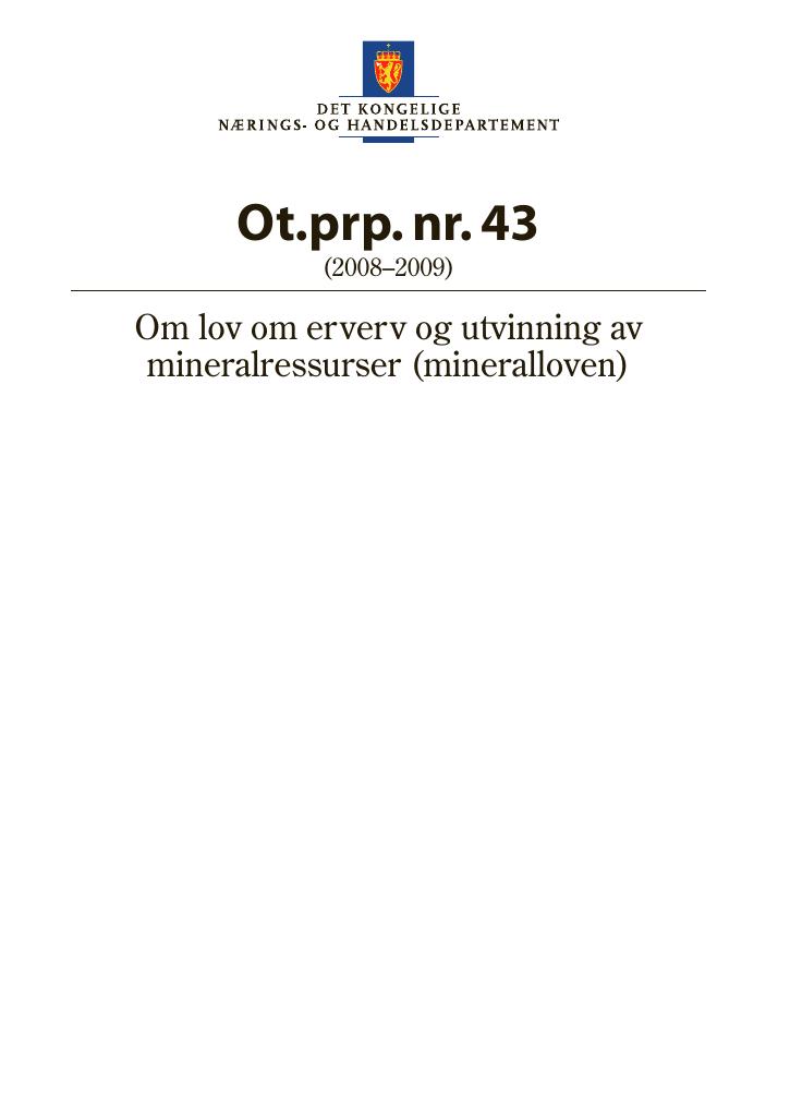 Forsiden av dokumentet Ot.prp. nr. 43 (2008-2009)