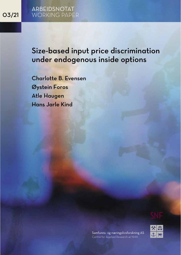 Forsiden av dokumentet Size-based input price discrimination under endogenous inside options