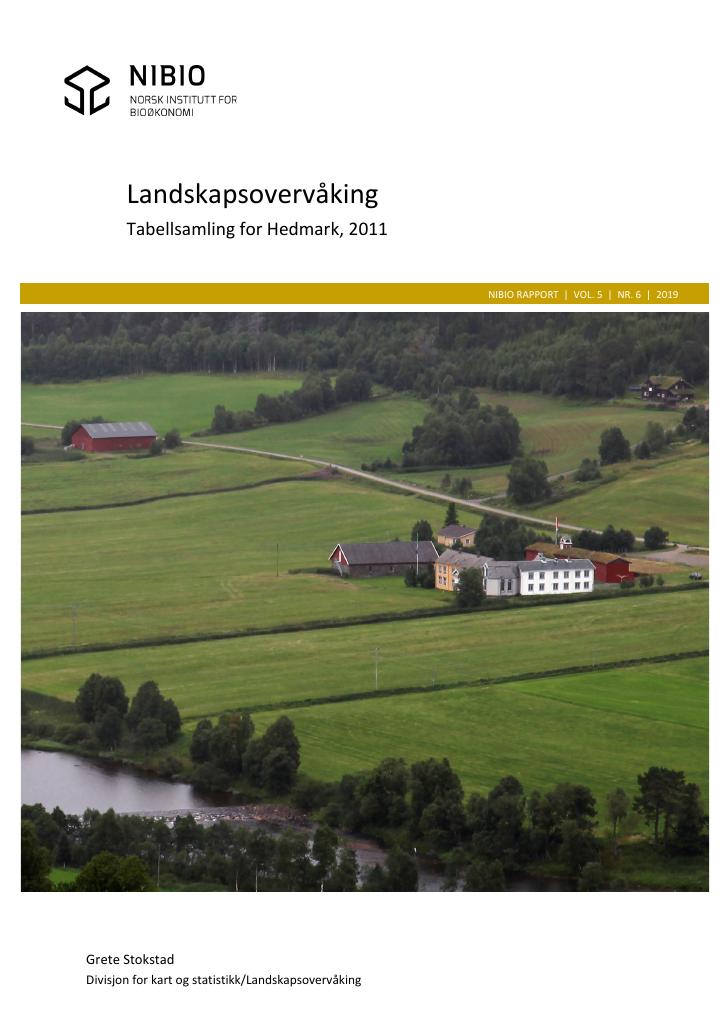 Forsiden av dokumentet Landskapsovervåking : tabellsamling for Hedmark, 2011