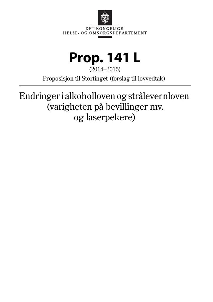 Forsiden av dokumentet Prop. 141 L (2014–2015)