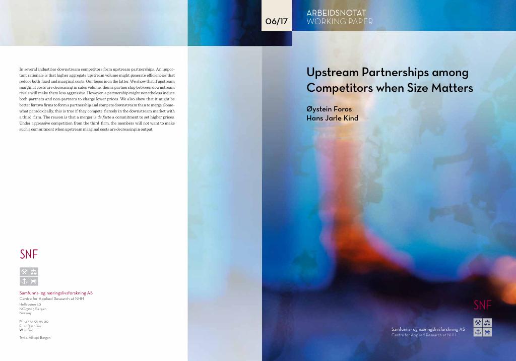 Forsiden av dokumentet Upstream partnerships among competitors when size matters