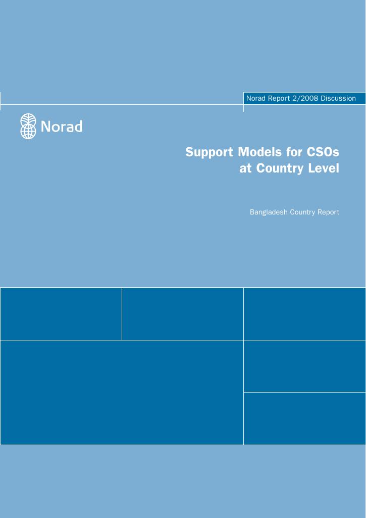Forsiden av dokumentet Support Models for CSOs at Country Level
