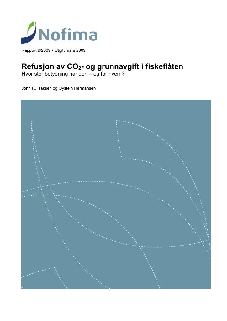Forsiden av dokumentet Refusjon av CO2- og grunnavgift i fiskeflåten