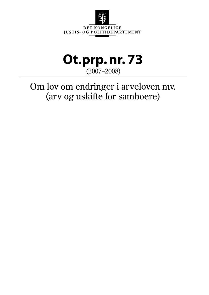 Forsiden av dokumentet Ot.prp. nr. 73 (2007-2008)