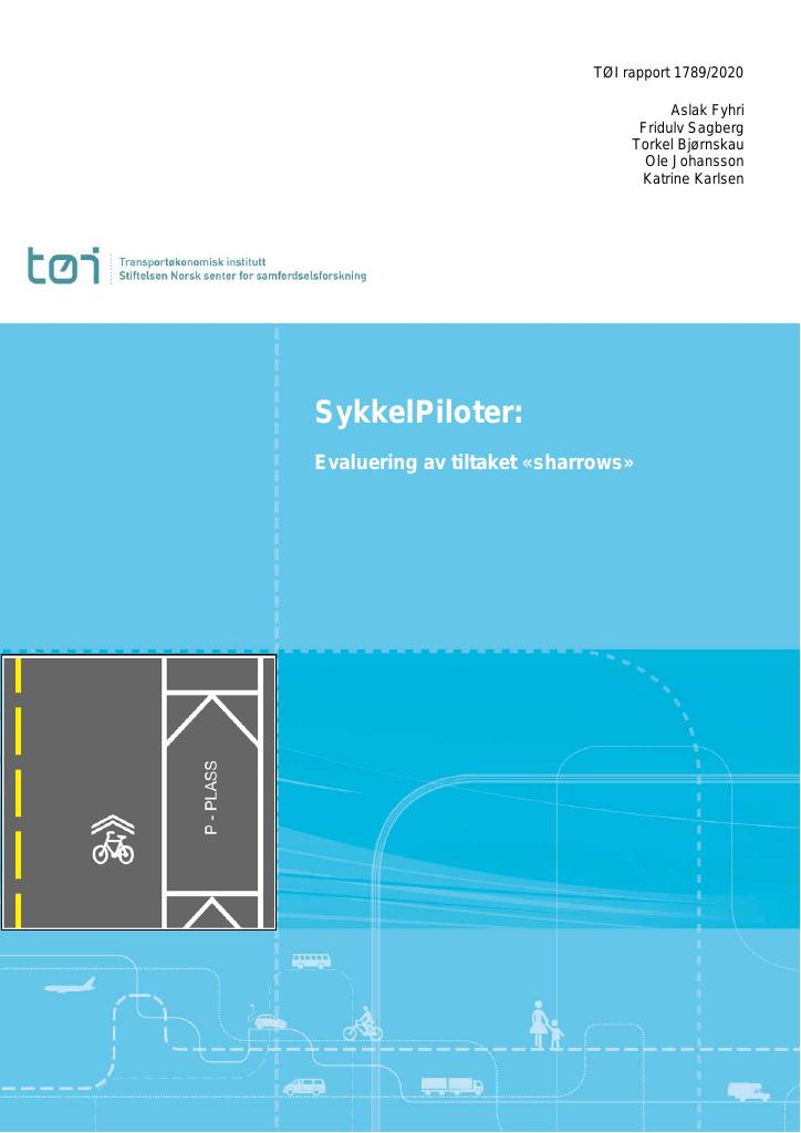 Forsiden av dokumentet SykkelPiloter : Evaluering av tiltaket «sharrows»
