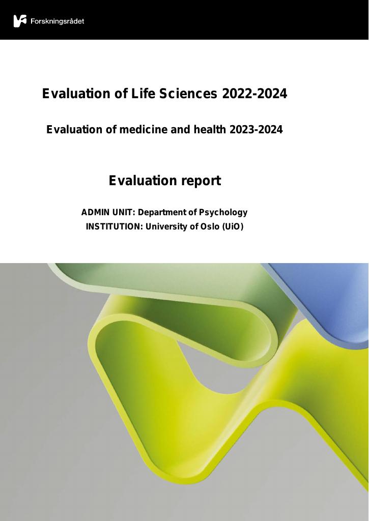 Forsiden av dokumentet Evaluation of medicine and health 2023-2024 University of Oslo (UiO) : Department of Psychology