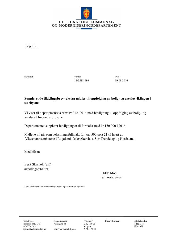 Forsiden av dokumentet supplerende brev august (pdf)