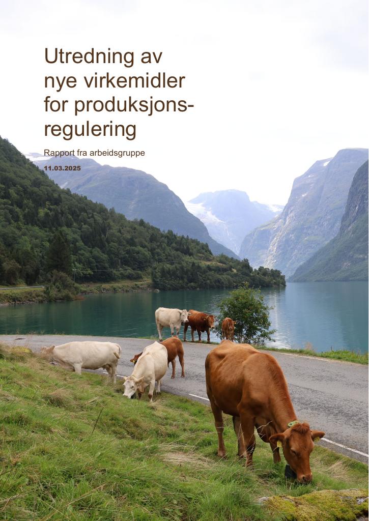 Forsiden av dokumentet Utredning av nye virkemidler for produksjonsregulering
