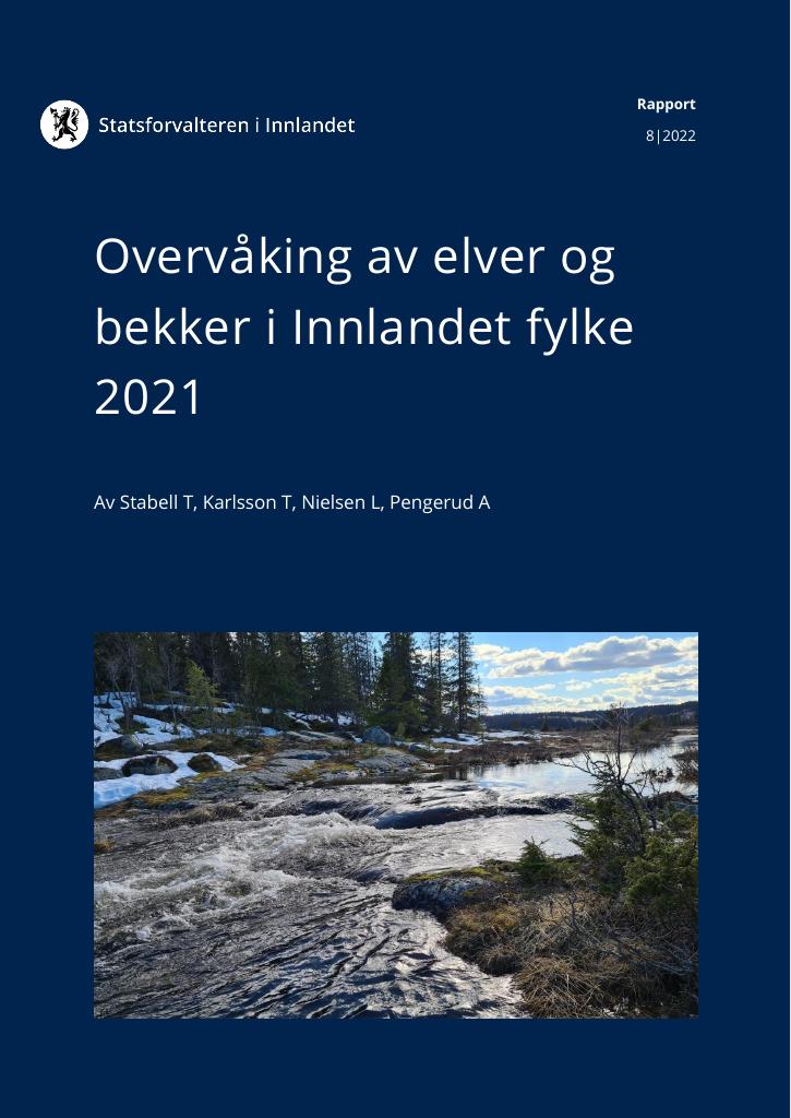 Forsiden av dokumentet Overvåking av elver og bekker i Innlandet fylke 2021