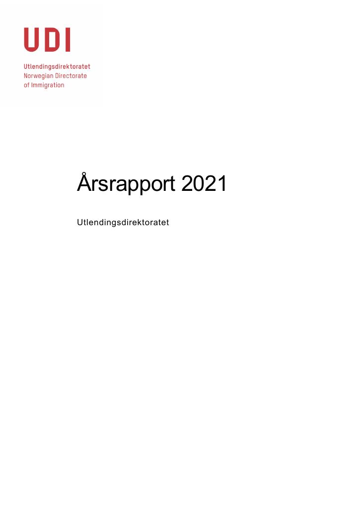 Forsiden av dokumentet Årsrapport UDI 2021