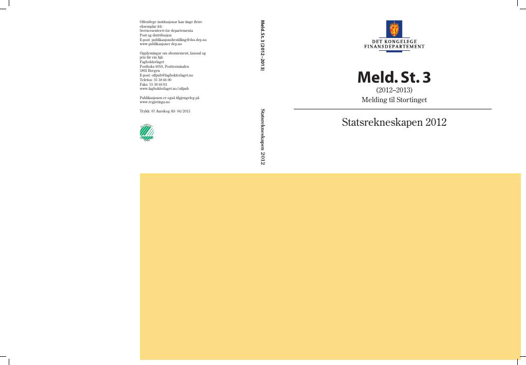 Forsiden av dokumentet Meld. St. 3 (2012–2013)