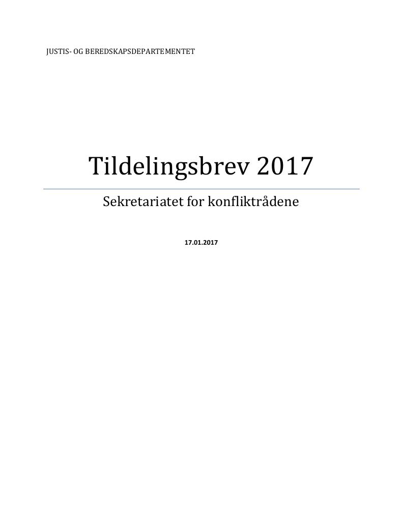 Forsiden av dokumentet Tildelingsbrev (PDF)
