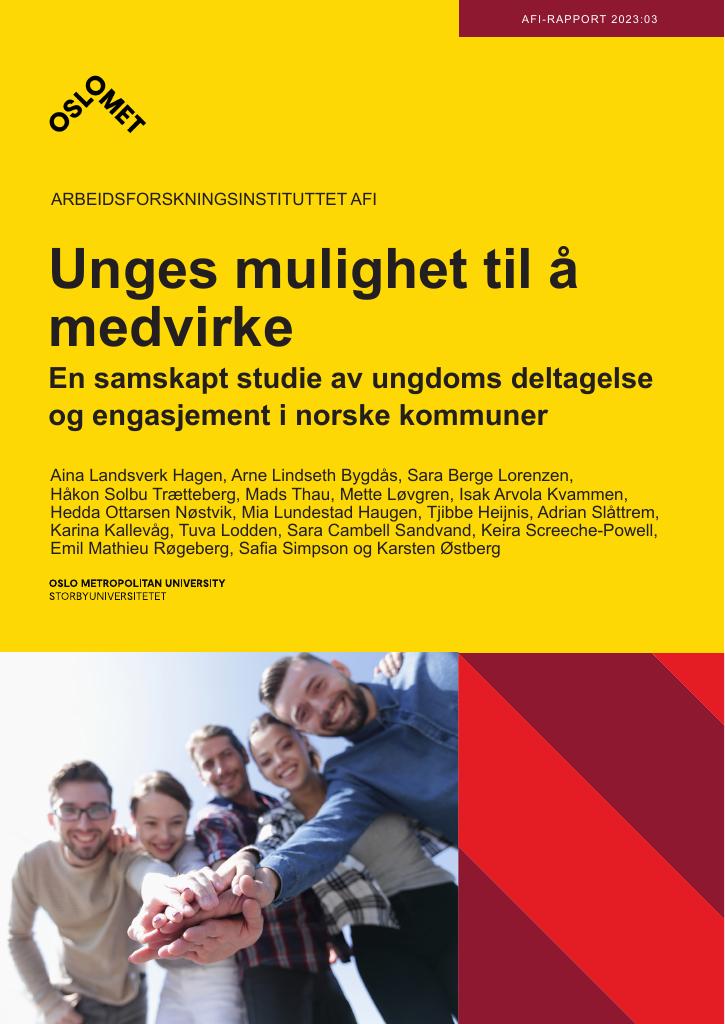 Forsiden av dokumentet Unges mulighet til å medvirke: En samskapt studie av ungdoms deltagelse og engasjement i norske kommuner