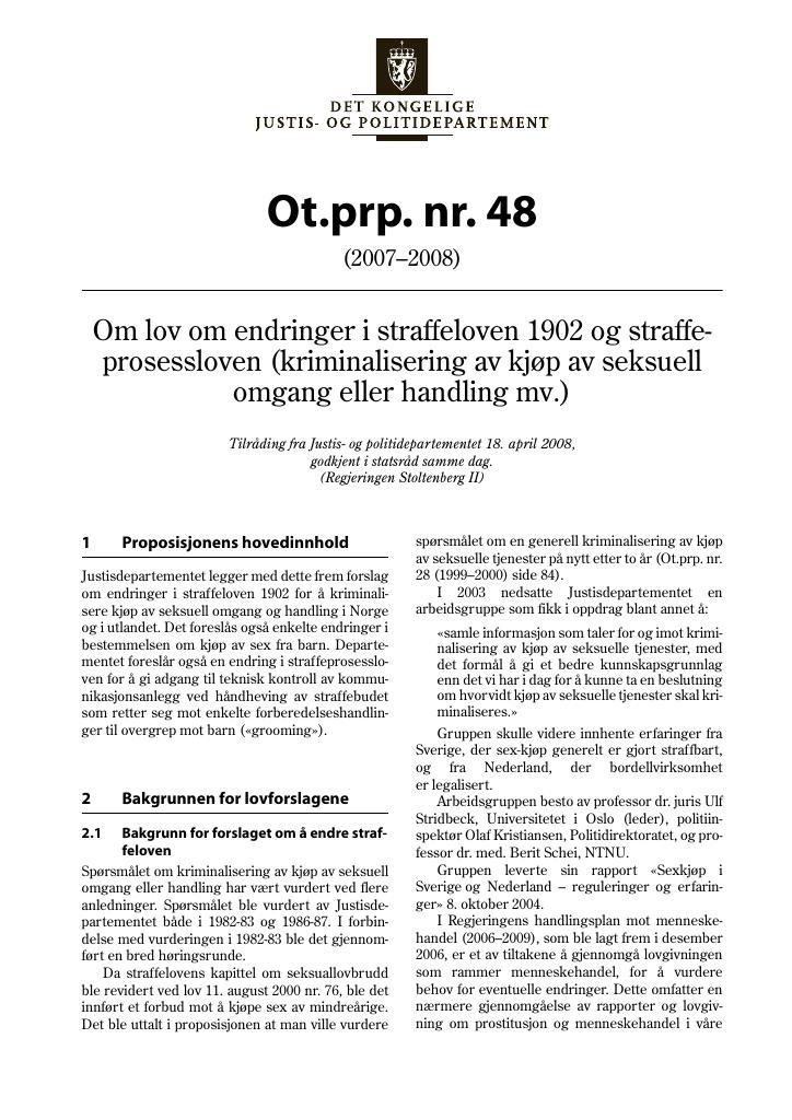 Forsiden av dokumentet Ot.prp. nr. 48 (2007-2008)