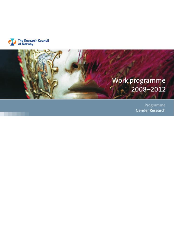 Forsiden av dokumentet Work Programme - Gender Research 2008-2012