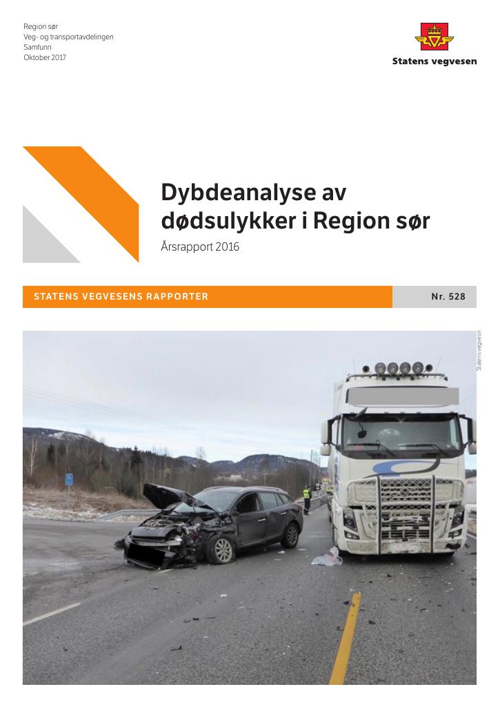 Forsiden av dokumentet Dybdeanalyse av dødsulykker i Region sør