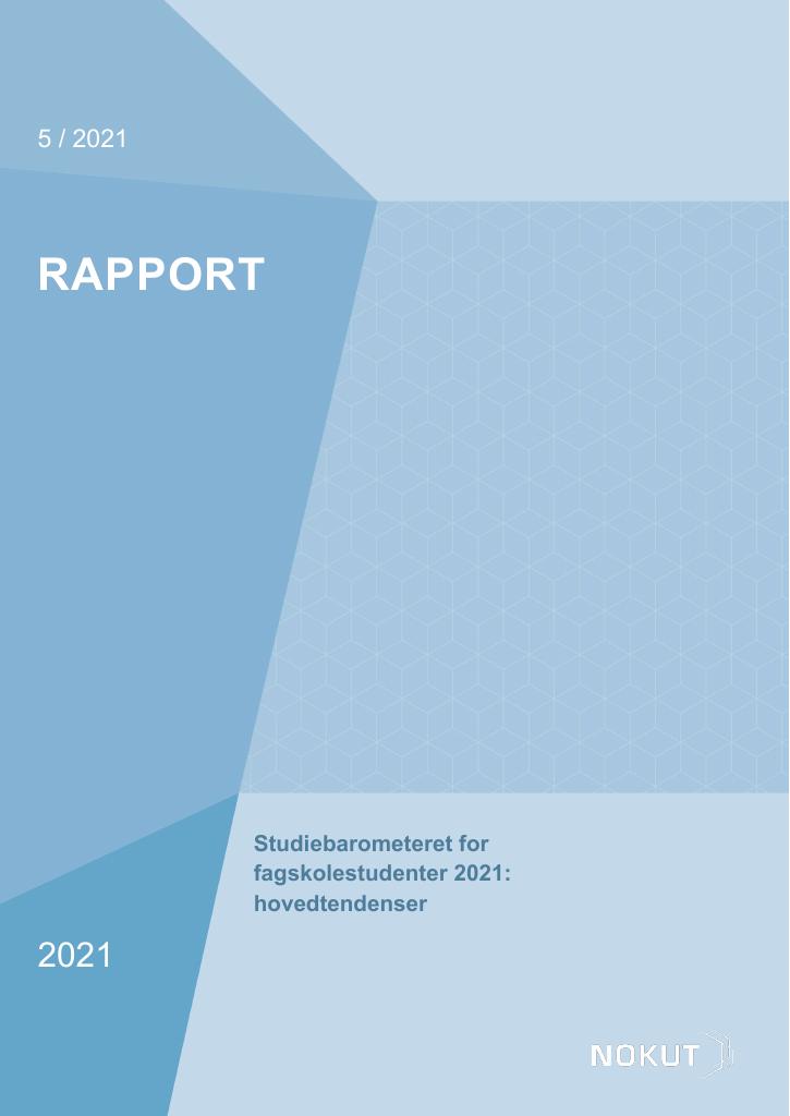 Forsiden av dokumentet Studiebarometeret for fagskolestudenter 2021: hovedtendenser