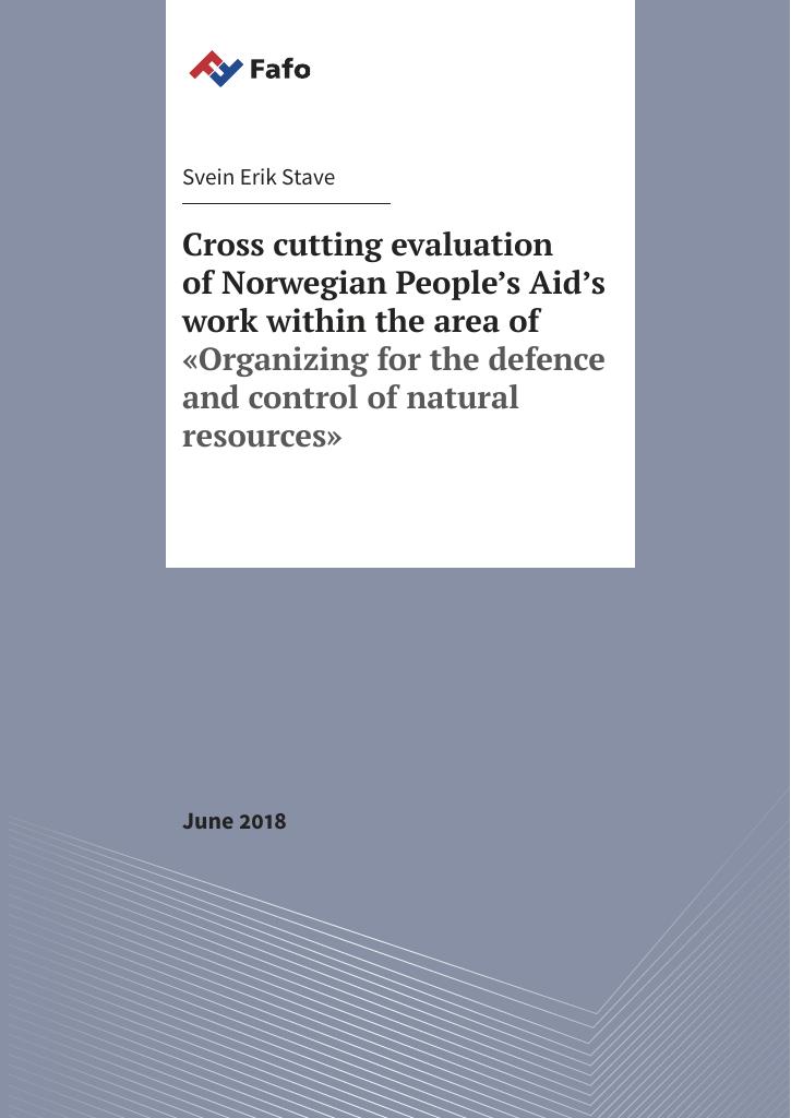 Forsiden av dokumentet Cross cutting evaluation of Norwegian People’s Aid’s work within the area of "Organizing for the defence and control of natural resources"