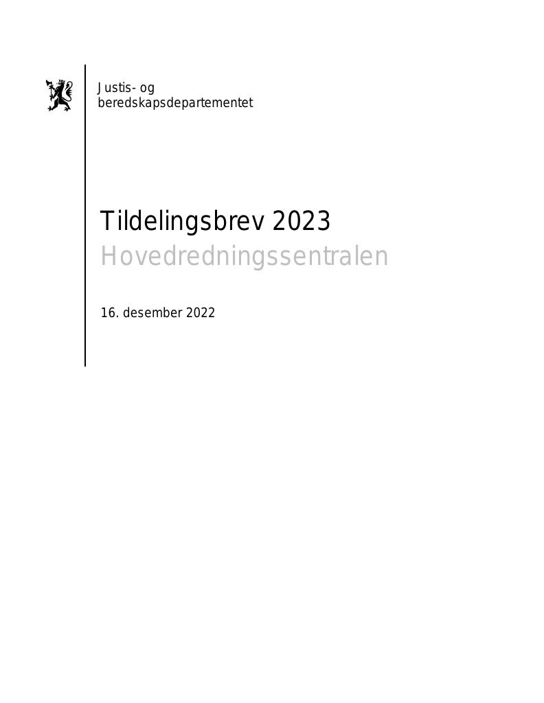 Tildelingsbrev Hovedredningssentralen 2023 - Kudos