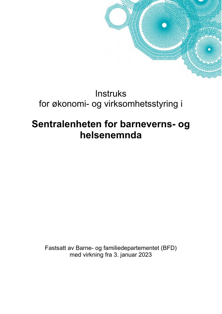 Forsiden av dokumentet Instruks Sentralenheten for barneverns- og helsenemnda 2023