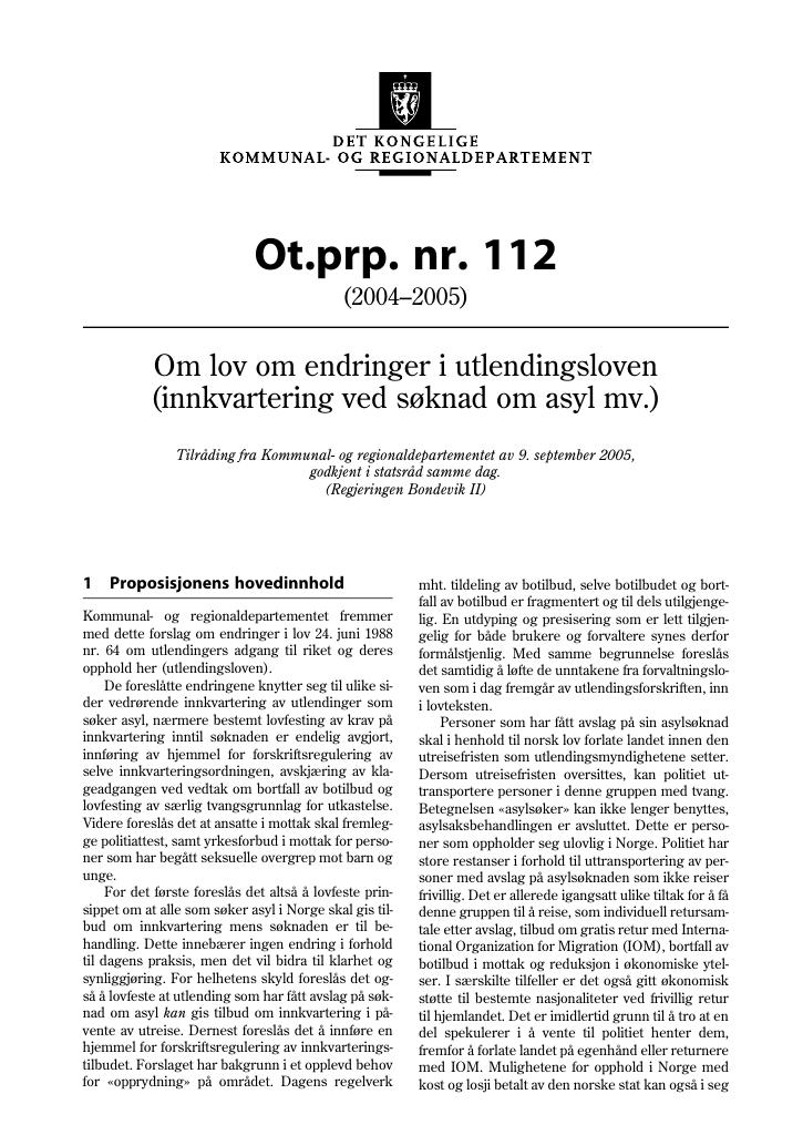 Forsiden av dokumentet Ot.prp. nr. 112 (2004-2005)
