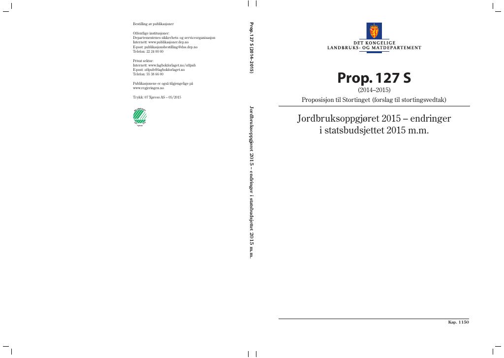 Forsiden av dokumentet Prop. 127 S (2014–2015)