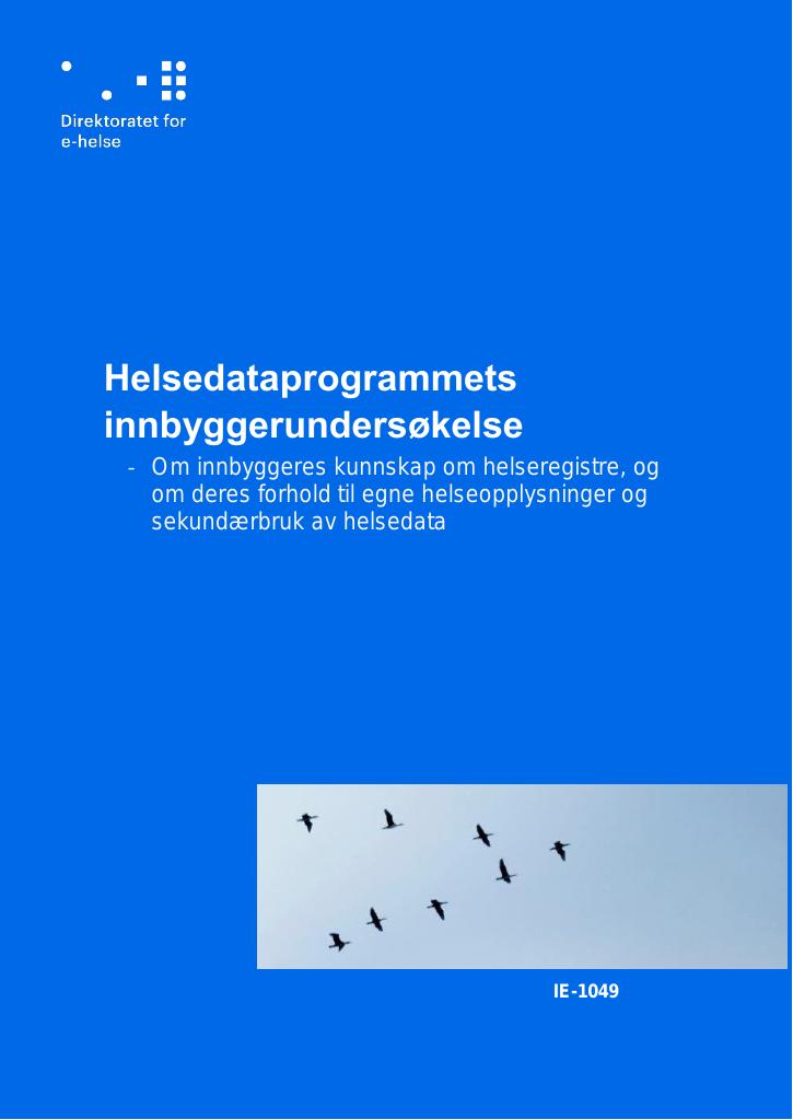 Forsiden av dokumentet Helsedataprogrammets innbyggerundersøkelse