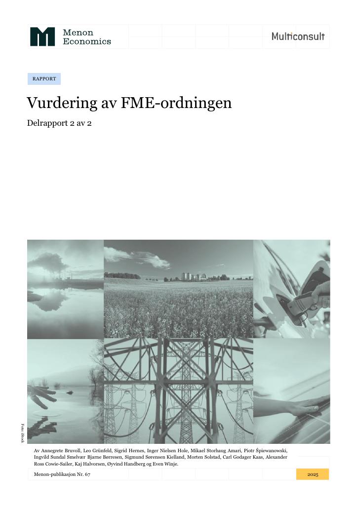 Forsiden av dokumentet Effekter av energiforskning: Vurdering av FME-ordningen