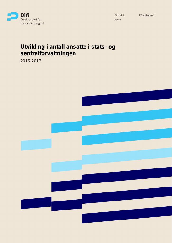 Forsiden av dokumentet Utvikling i antall ansatte i stats- og sentralforvaltningen 2016-2017