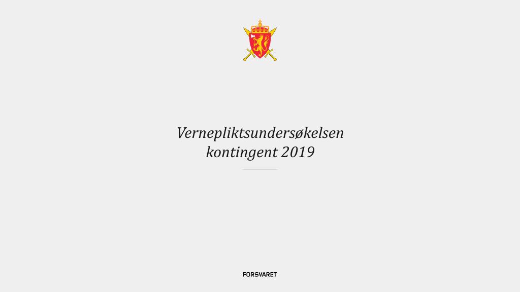 Forsiden av dokumentet Vernepliktsundersøkelsen 2019